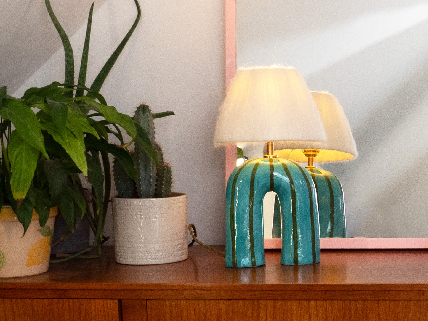 'You' Table Lamp - Green Stripes