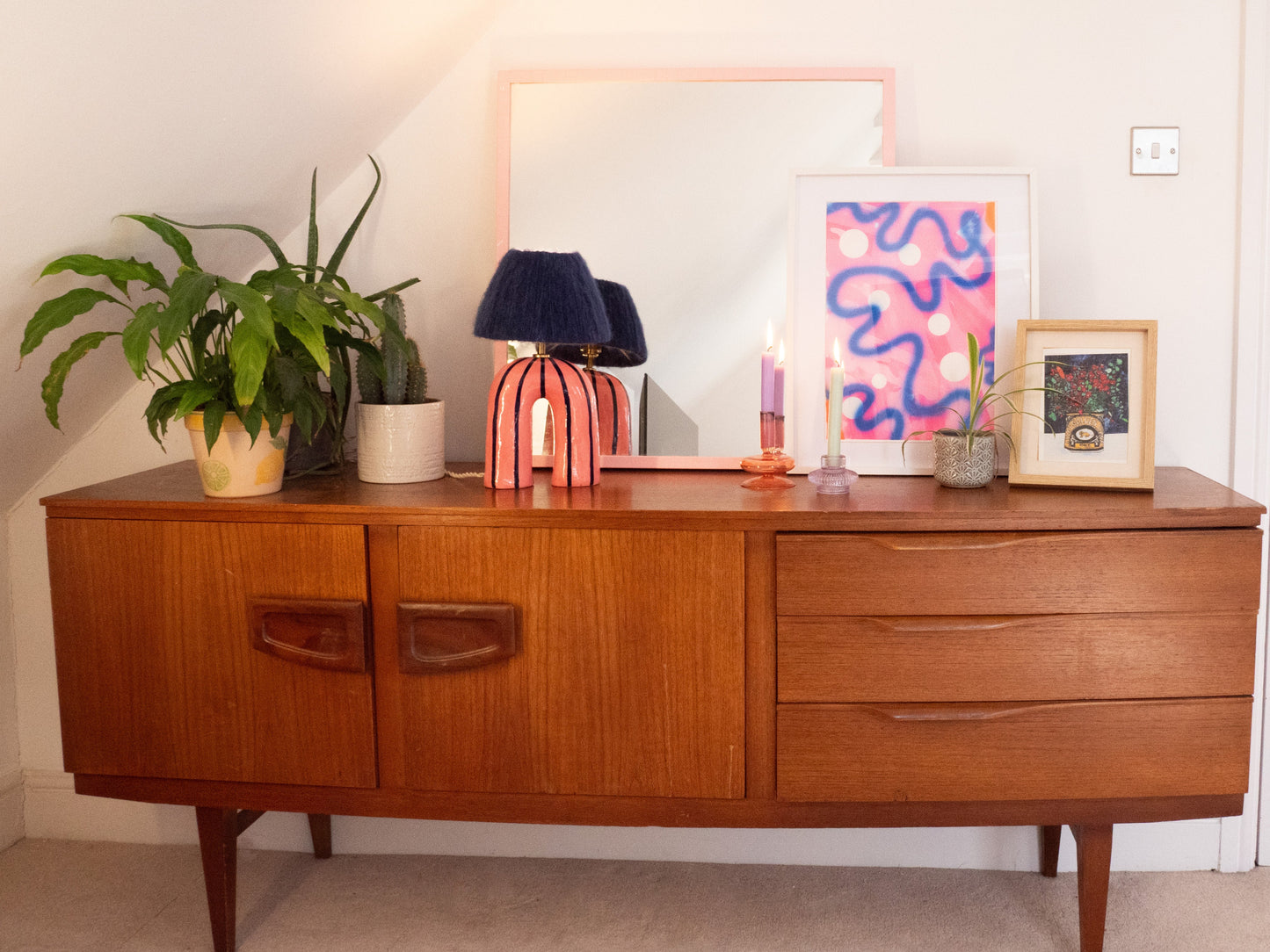 'You' Table Lamp - Blue Stripes