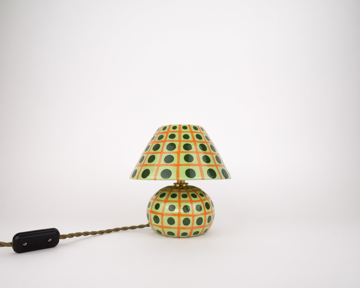 'Grid' Table Lamp - Green & Orange