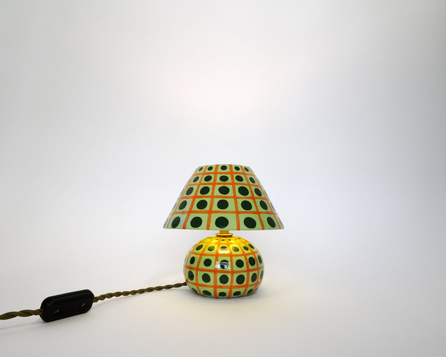 'Grid' Table Lamp - Green & Orange