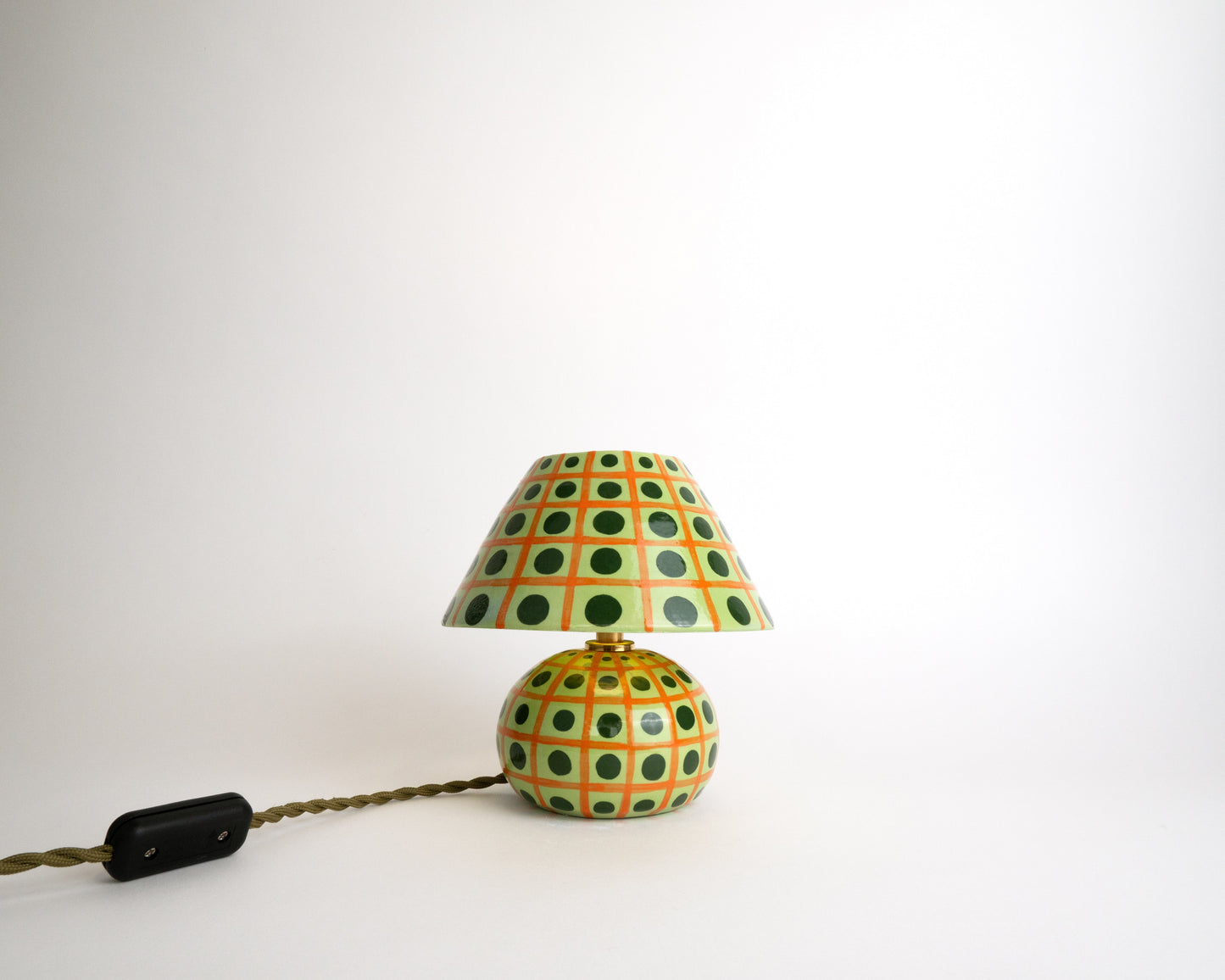 'Grid' Table Lamp - Green & Orange