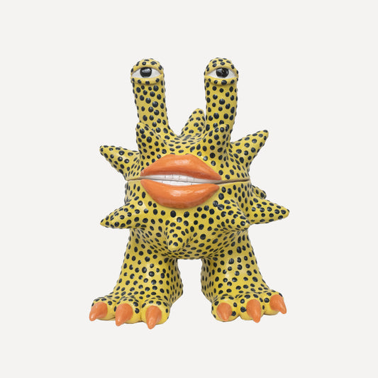 Invader -Yellow with Dark Blue Dots