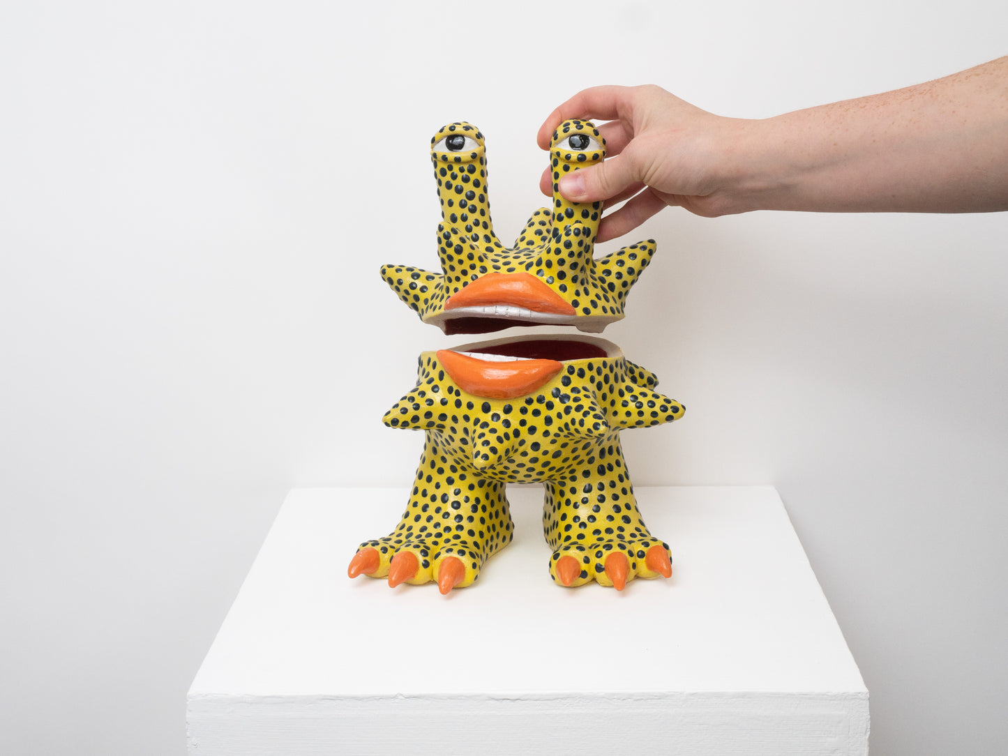 Invader -Yellow with Dark Blue Dots