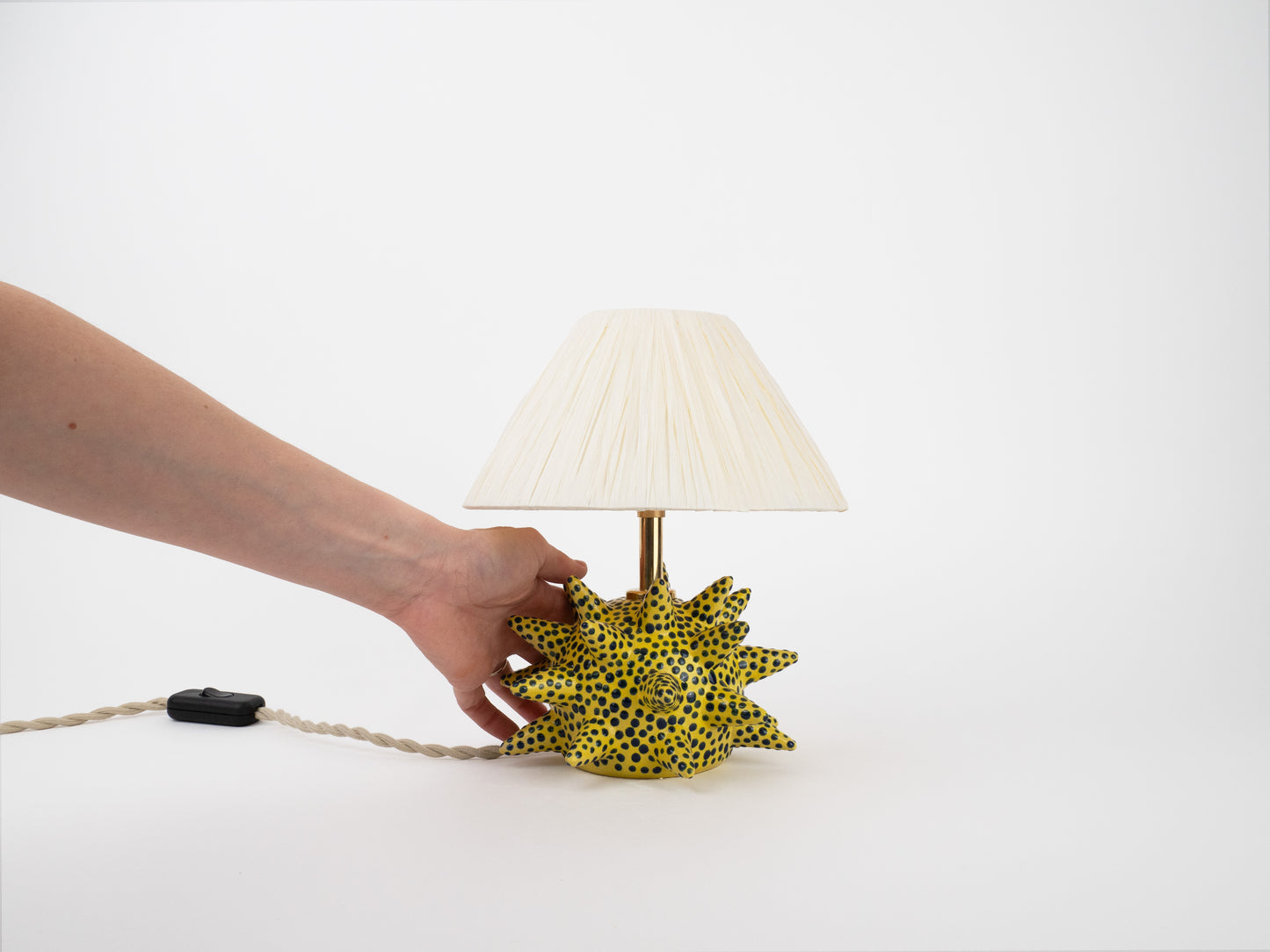 Short 'Spike' Table Lamp - Yellow & Blue Dots