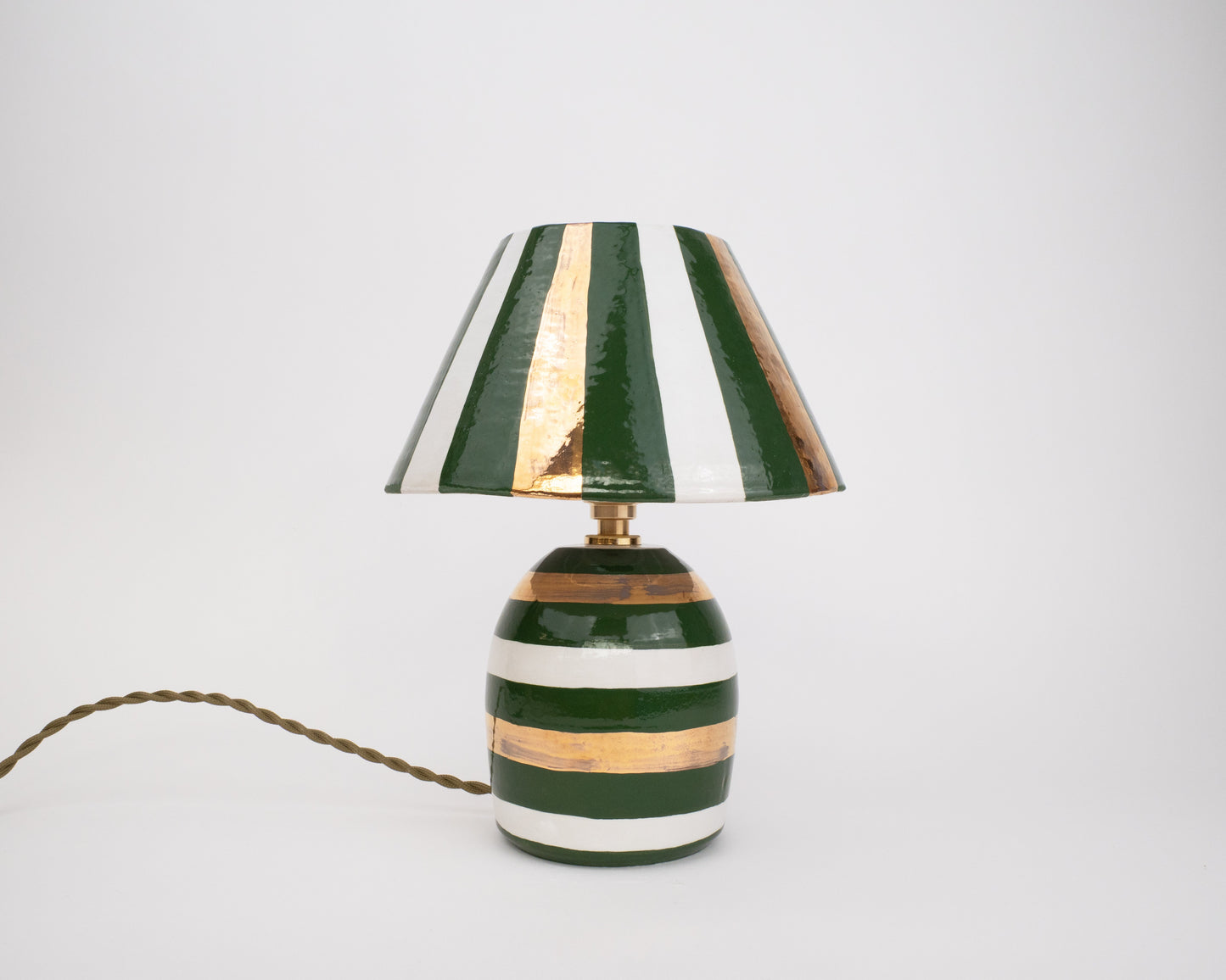 'Stripes' Table Lamp - White, Gold & Green