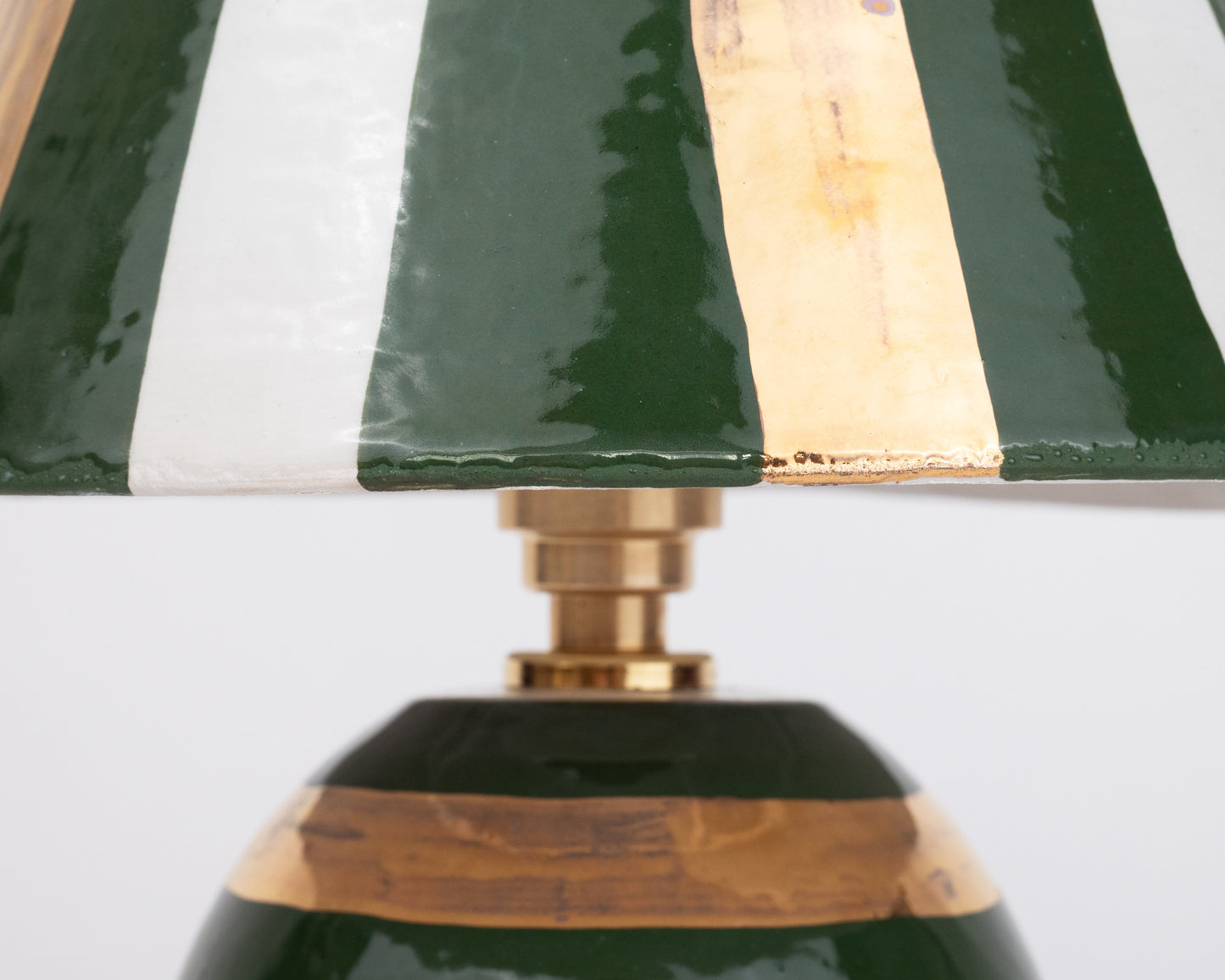 'Stripes' Table Lamp - White, Gold & Green