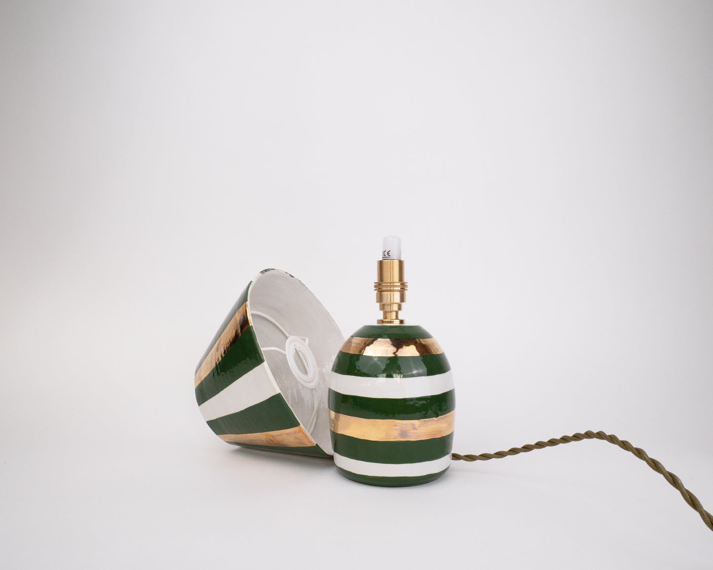 'Stripes' Table Lamp - White, Gold & Green