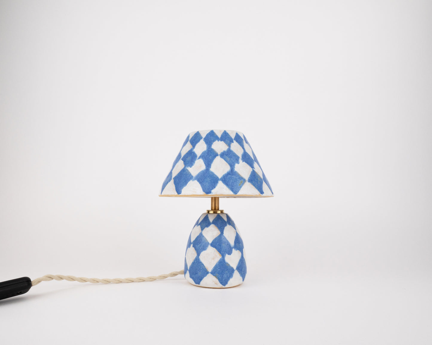 'Diamonds' Table Lamp - White & Blue