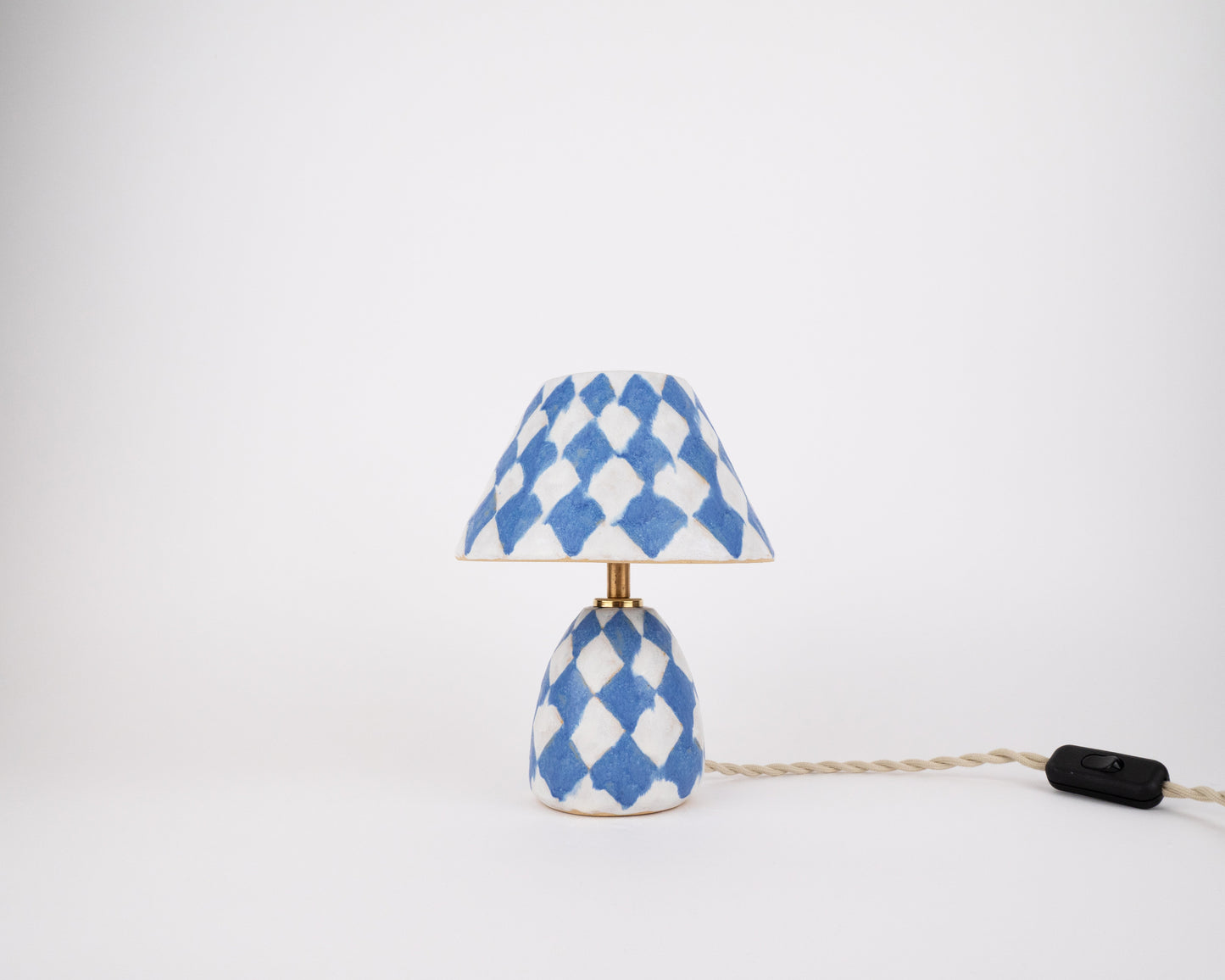 'Diamonds' Table Lamp - White & Blue