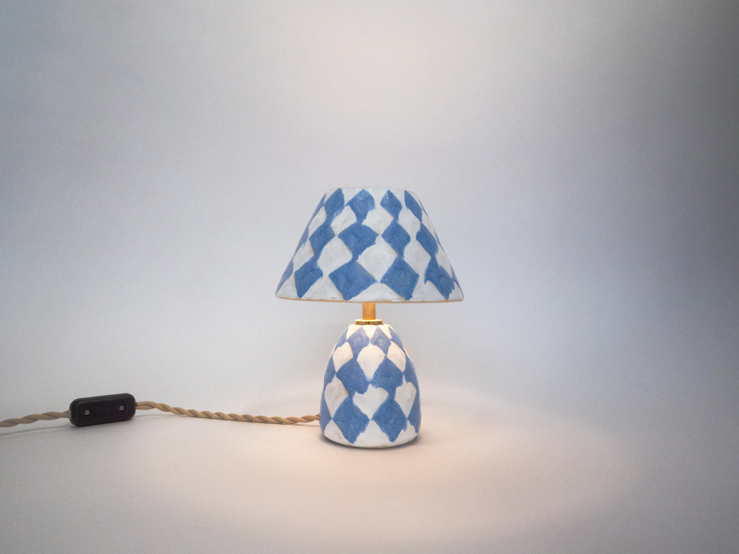 'Diamonds' Table Lamp - White & Blue