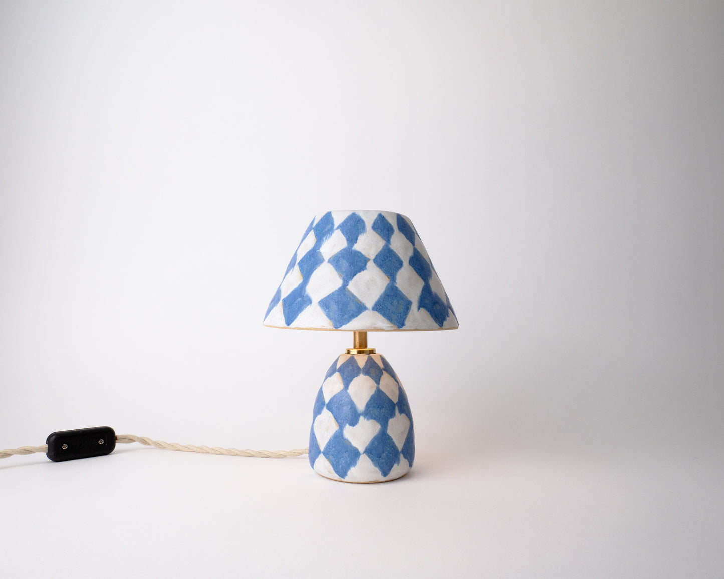 'Diamonds' Table Lamp - White & Blue