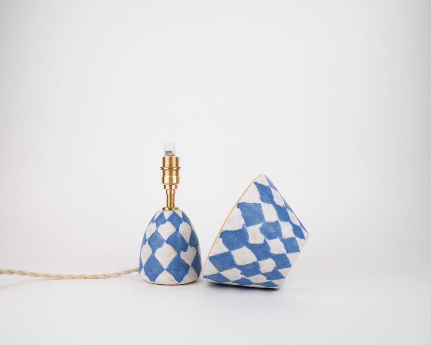 'Diamonds' Table Lamp - White & Blue