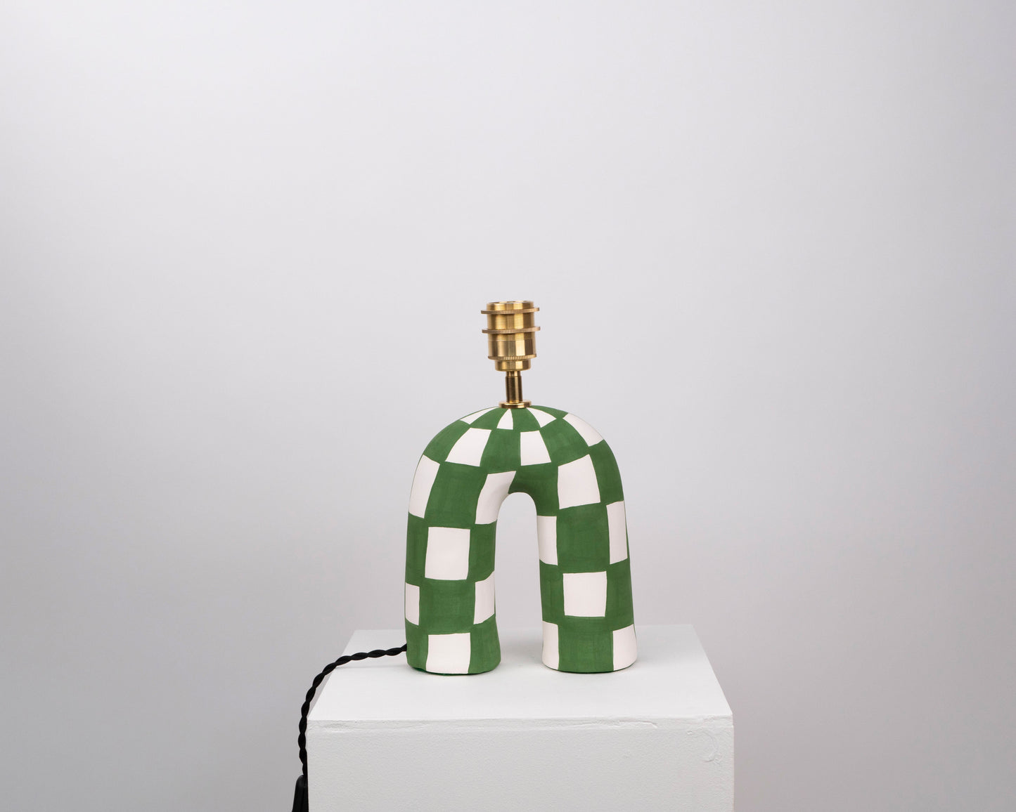 'You' Table Lamp - Forest Green Checkerboard