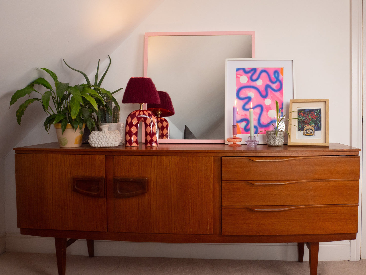 'You' Table Lamp - Maroon Diamonds