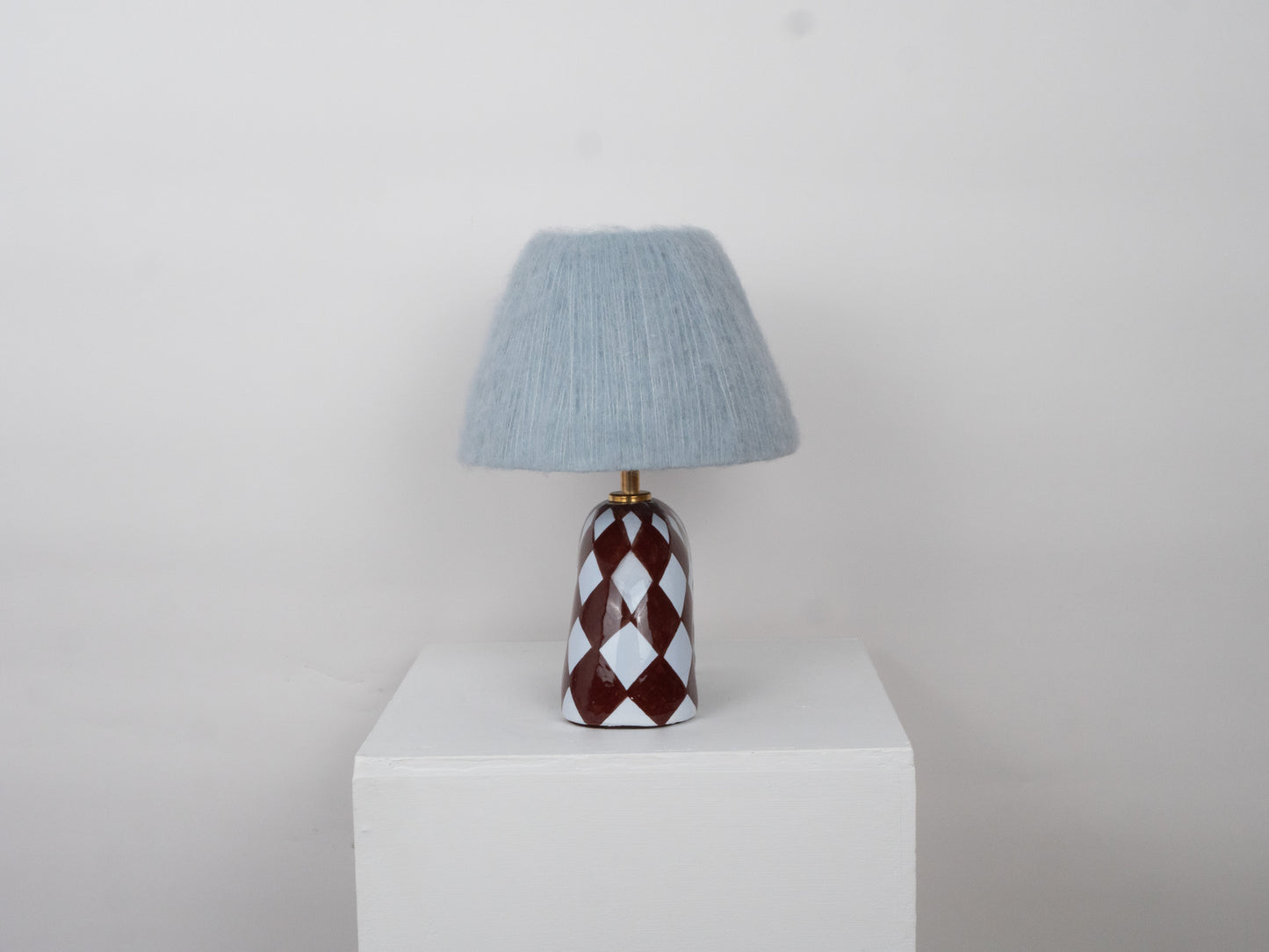 'Me' Table Lamp - Blue and Brown Diamond