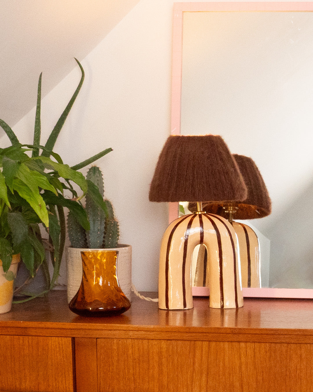 'You' Table Lamp - Brown Stripes