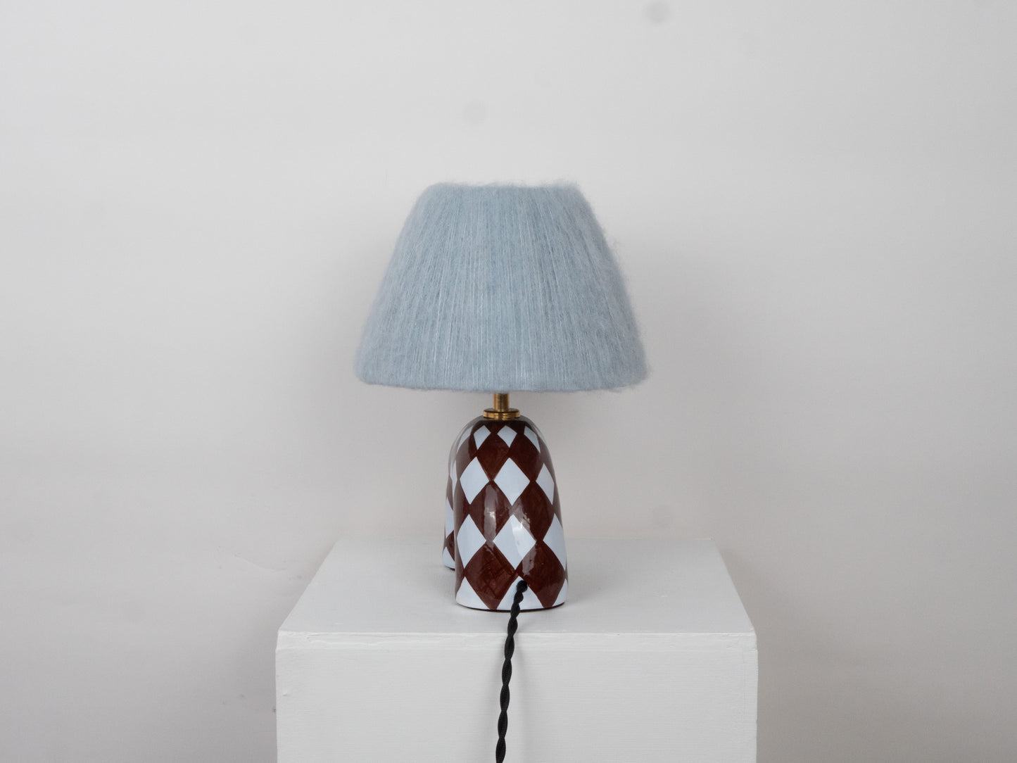 'Me' Table Lamp - Blue and Brown Diamond