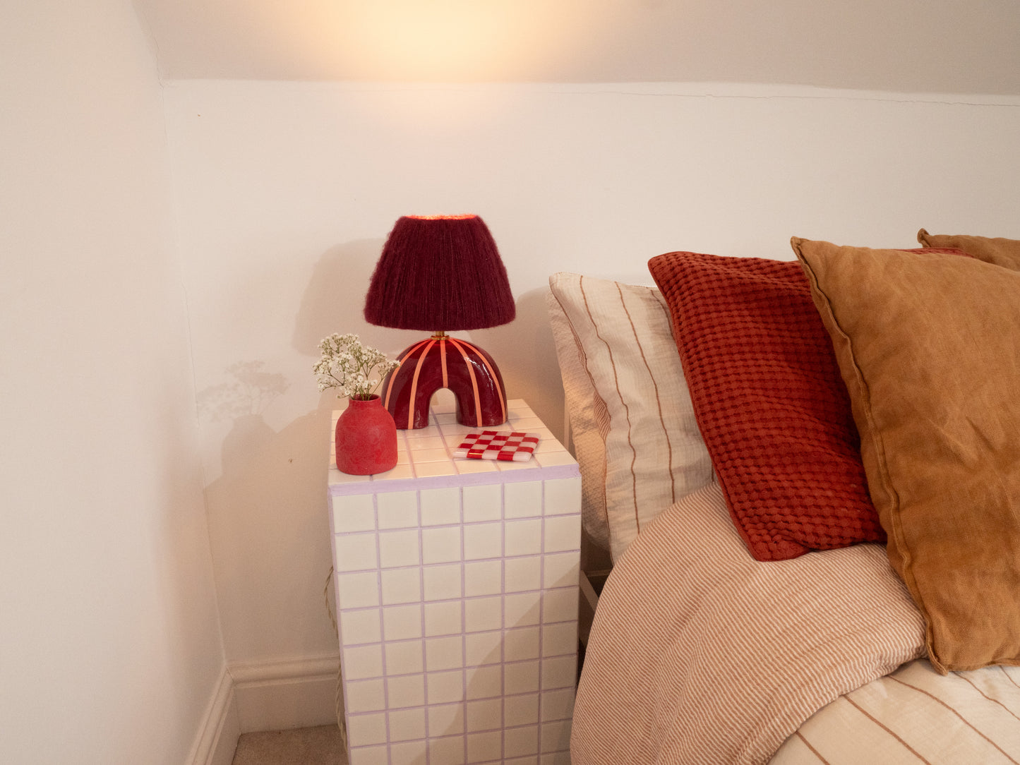 'Me' Table Lamp - Maroon Stripes