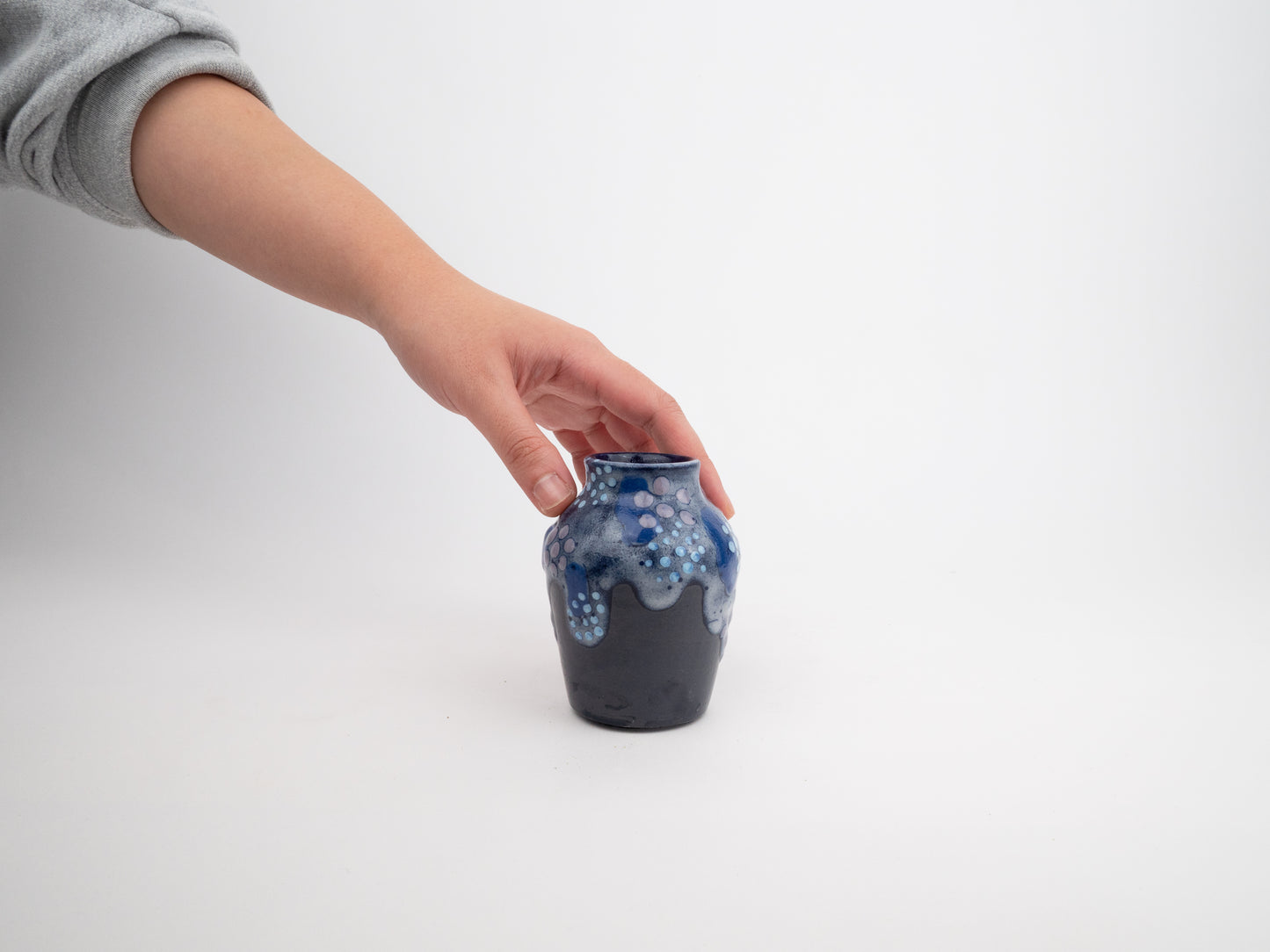 Bud Vase - Dark Blue Gloop Drip