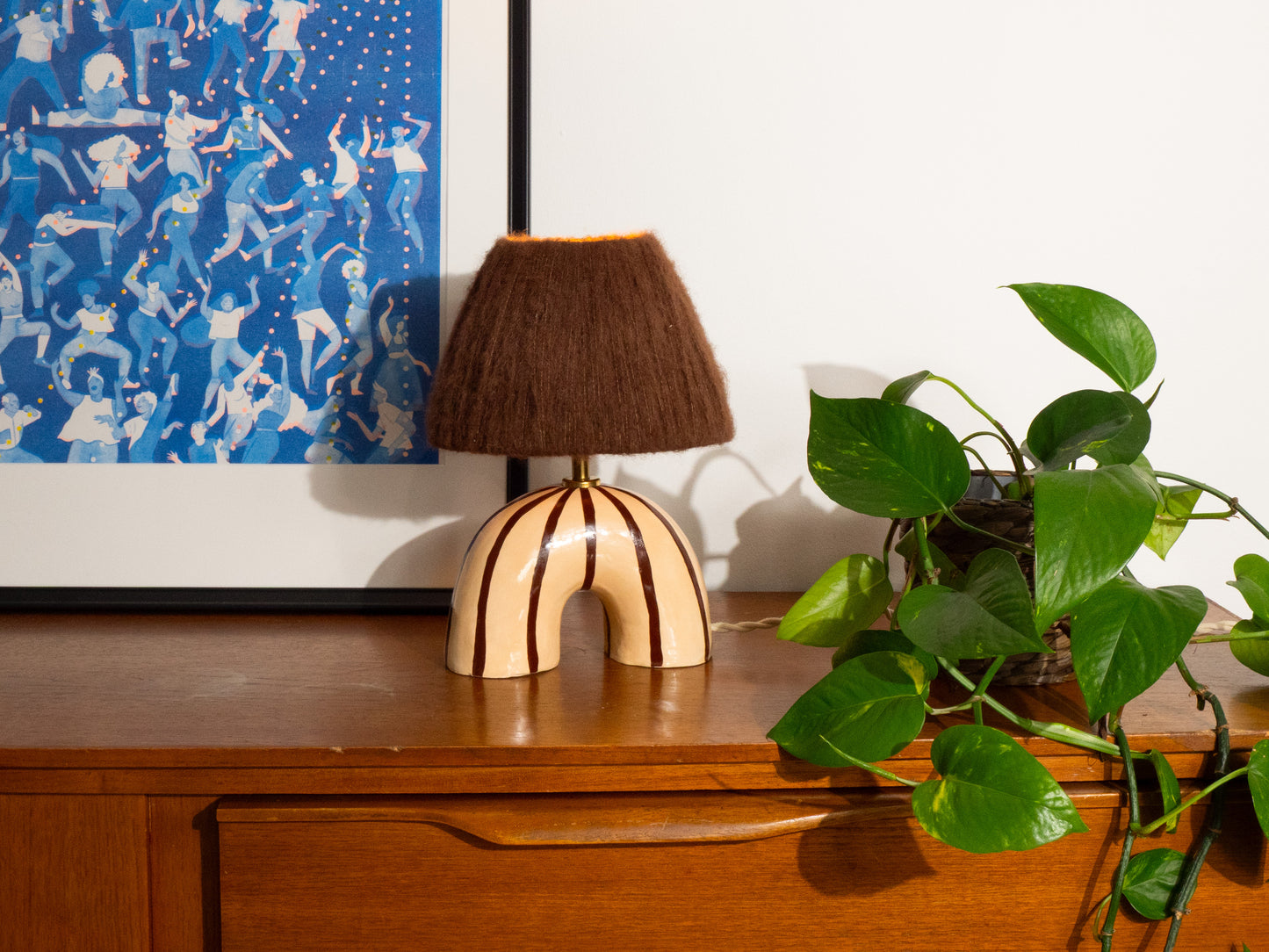 'Me' Table Lamp - Brown Stripes