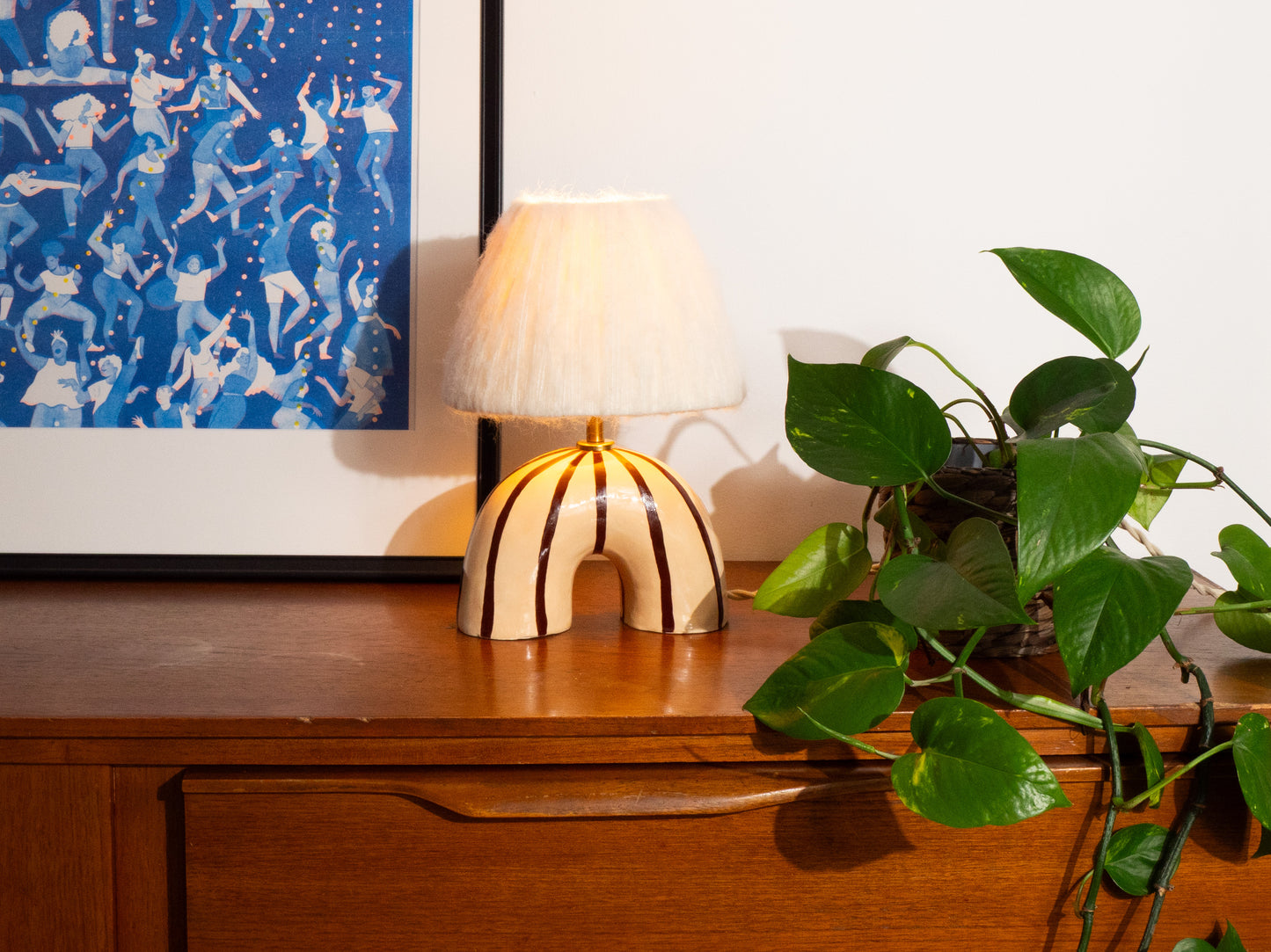 'Me' Table Lamp - Brown Stripes