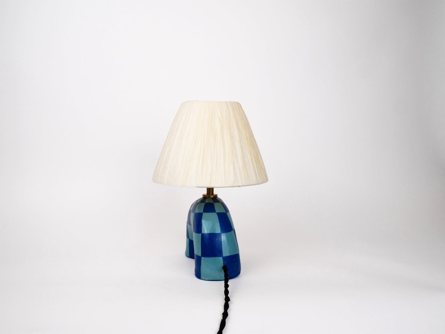 'Me' Table Lamp - Blue Checkerboard