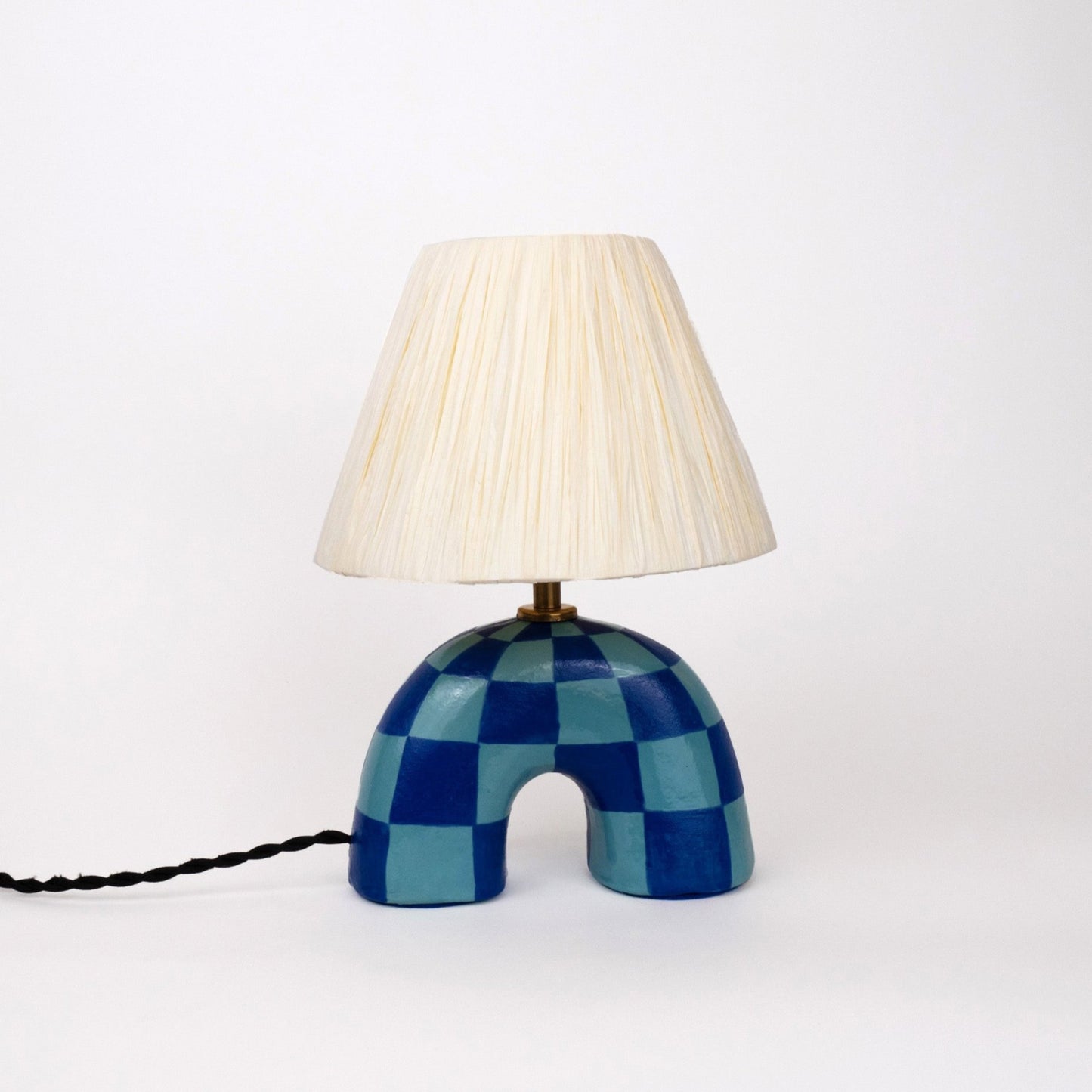 'Me' Table Lamp - Blue Checkerboard