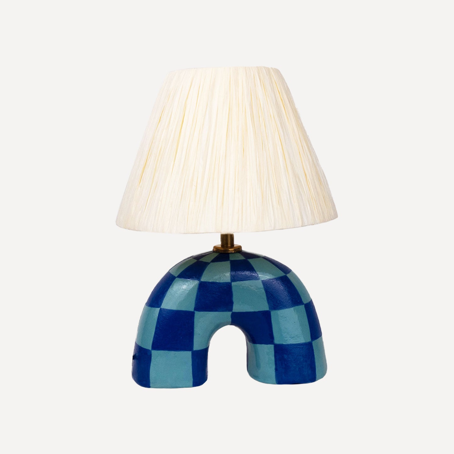 'Me' Table Lamp - Blue Checkerboard