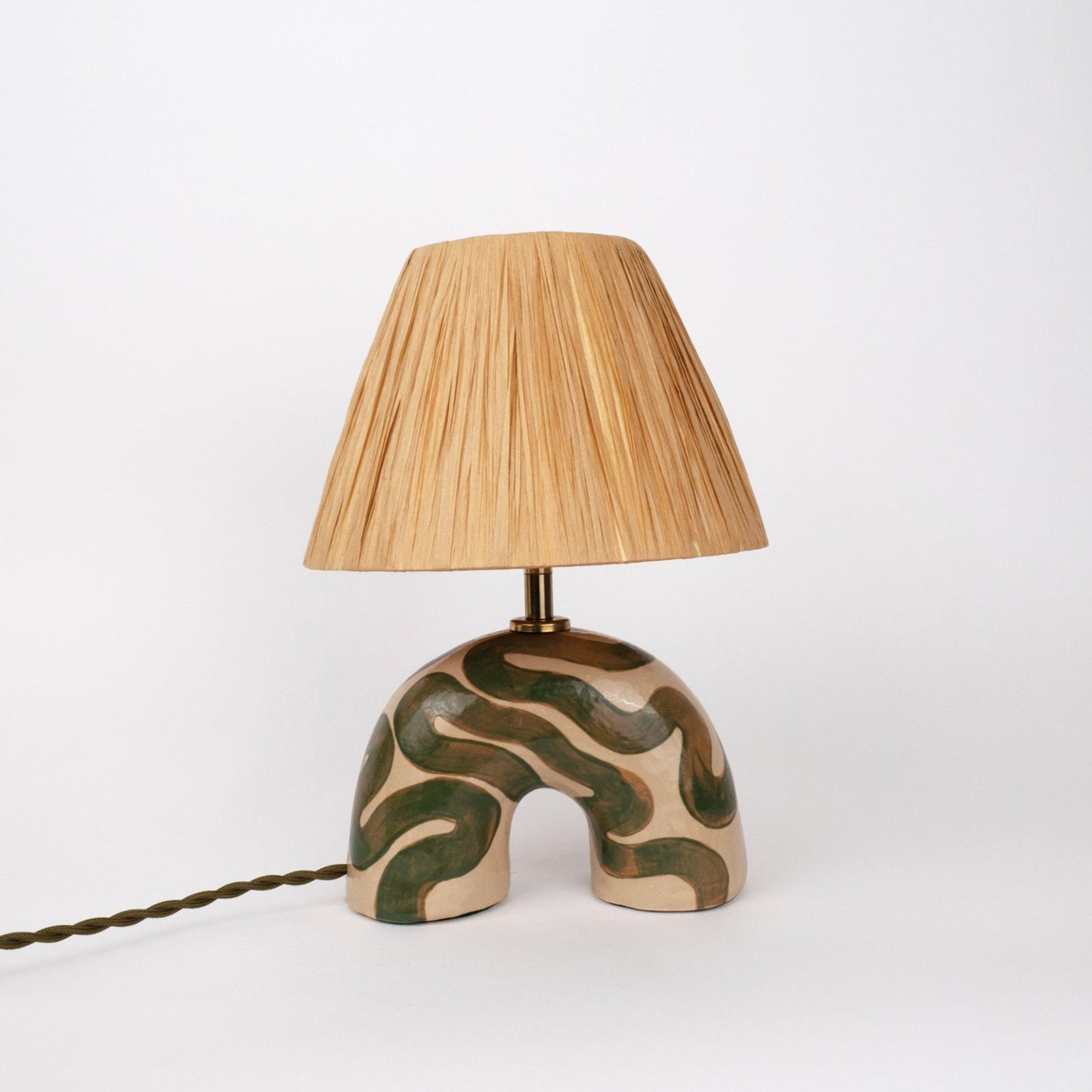 'Me' Table Lamp - Cream and Green Swirl