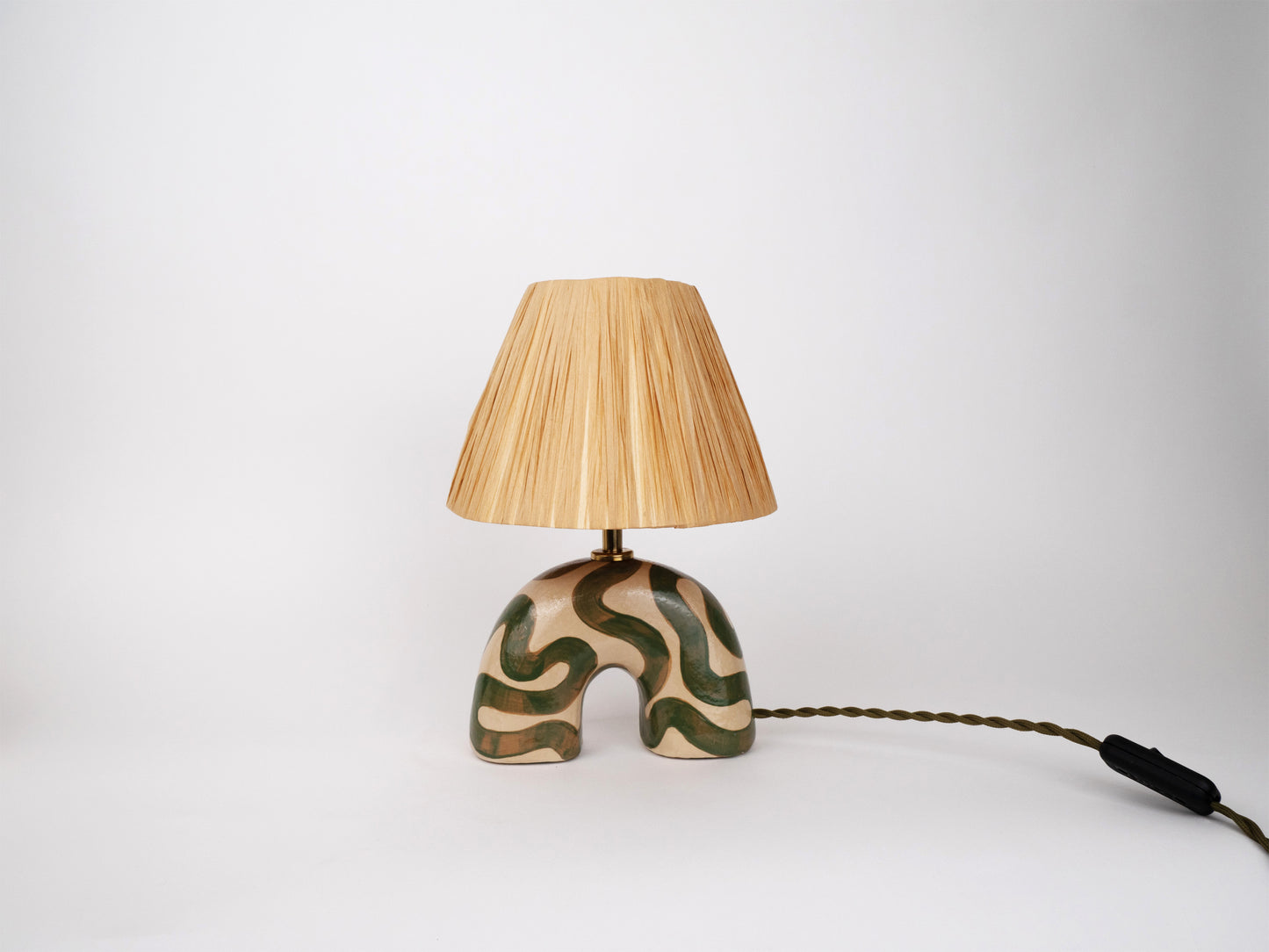 'Me' Table Lamp - Cream and Green Swirl