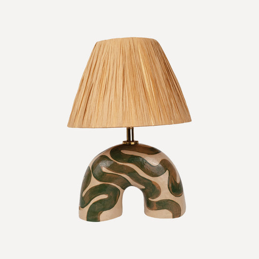 'Me' Table Lamp - Cream & Green Swirl