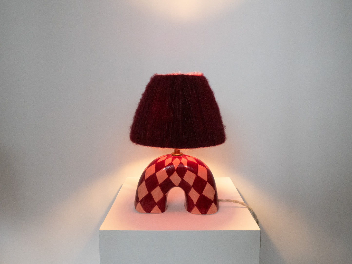 'Me' Table Lamp - Maroon Diamonds
