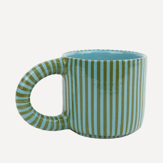 Mug - Stripy Green & Turquoise