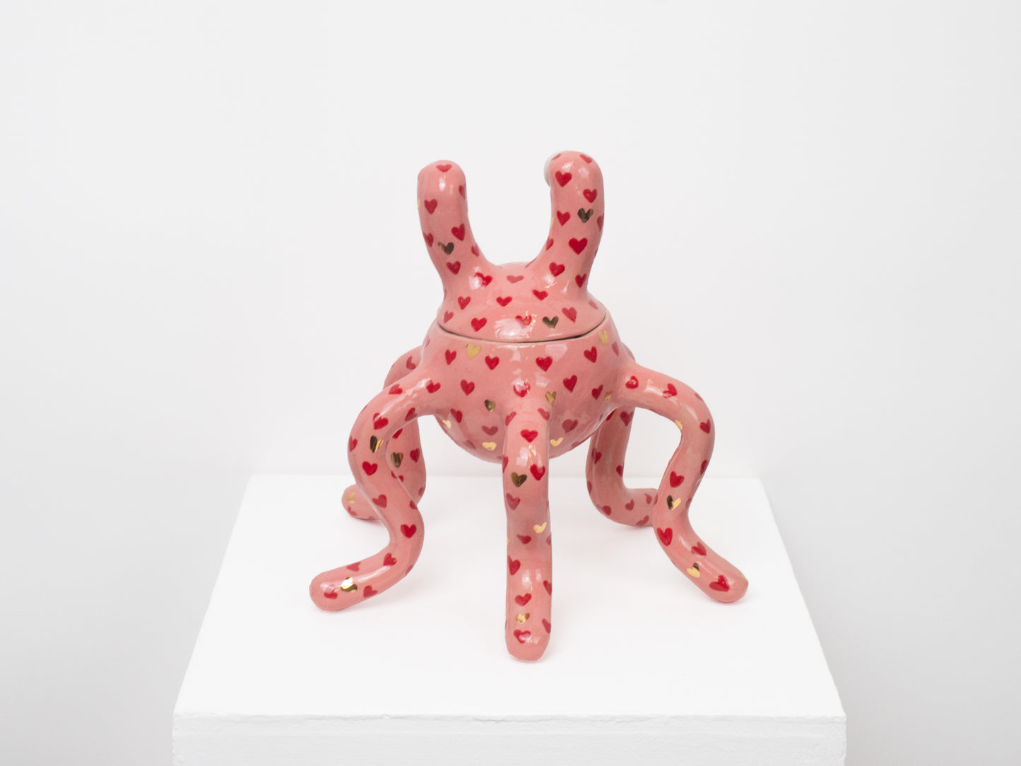 Odie - Pink with Red & Gold Hearts