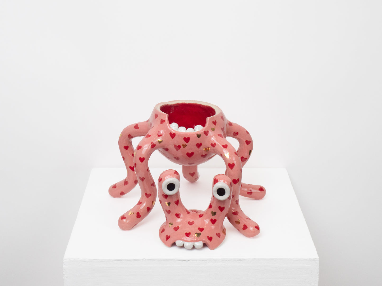 Odie - Pink with Red & Gold Hearts