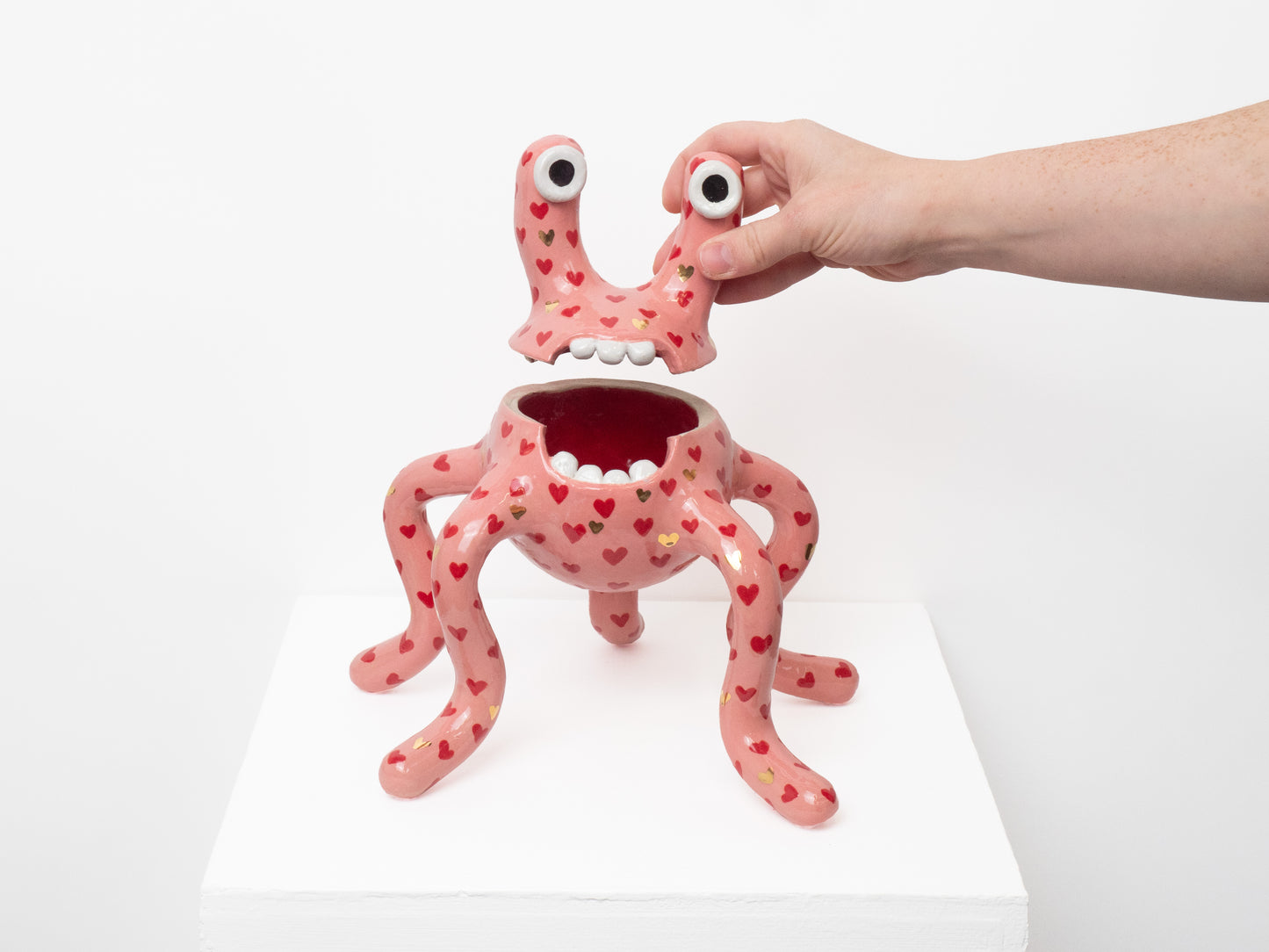 Odie - Pink with Red & Gold Hearts