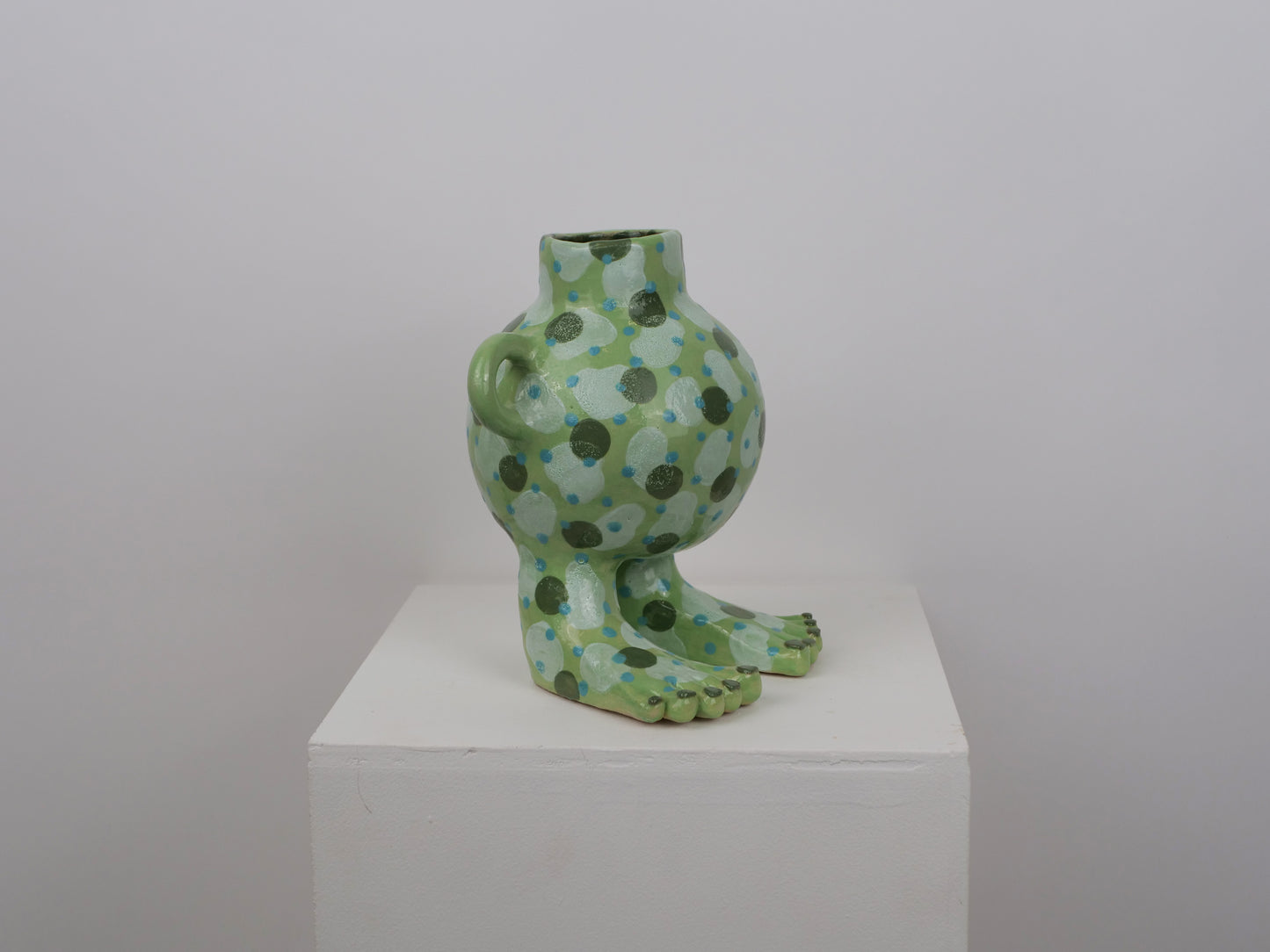 Foot Vase- Green Pattern