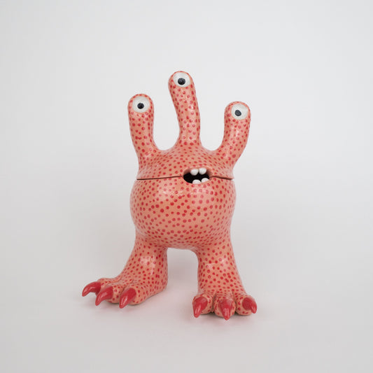 Billie Monster Pot - Pink and Red Spots