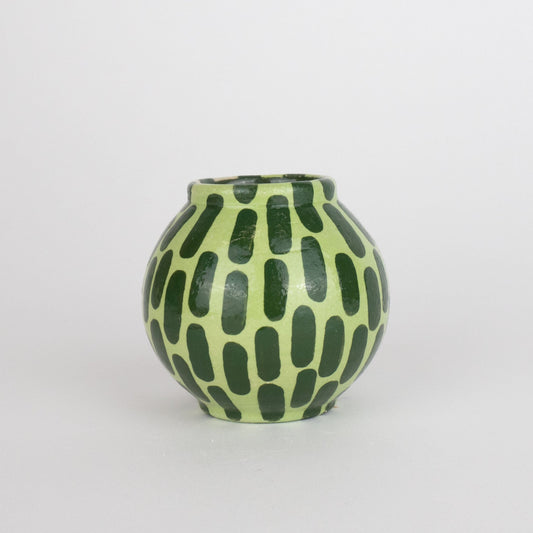 Round Bud Vase - Green Dash