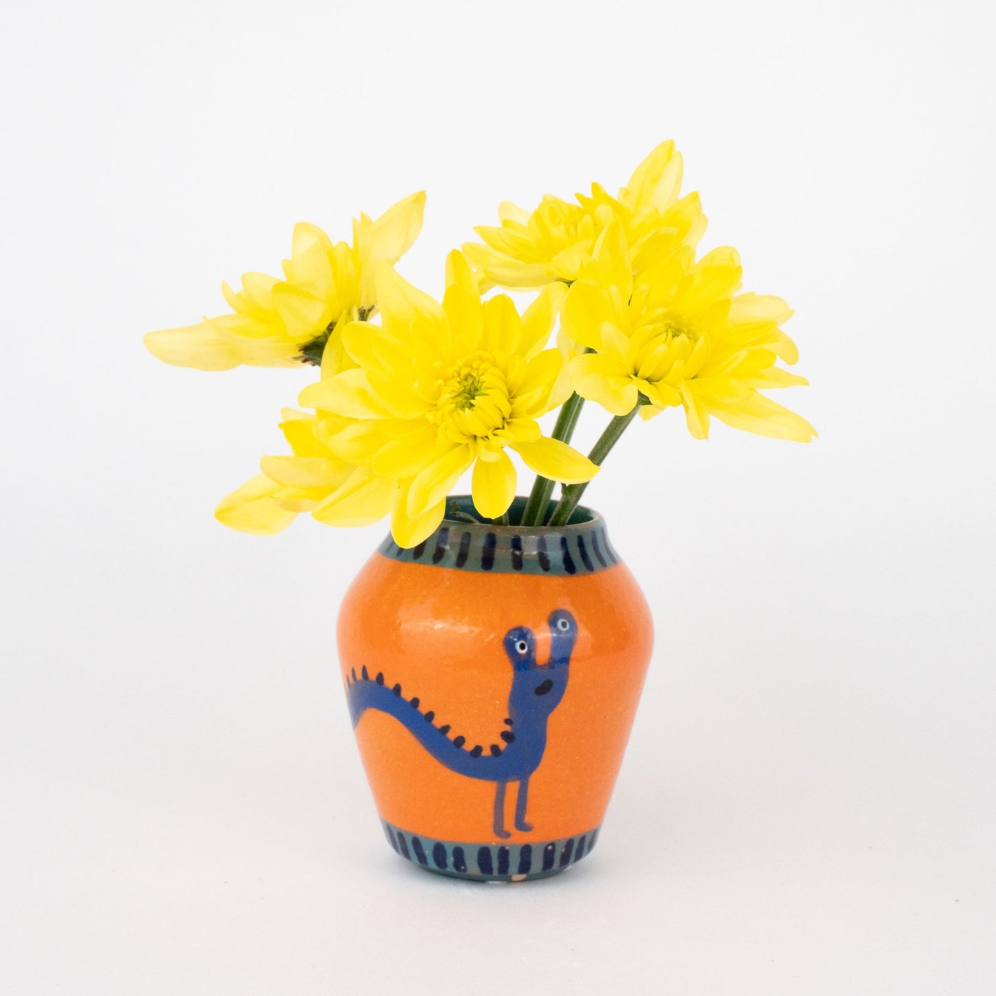 Tall Bud Vase - Orange and Blue Monster