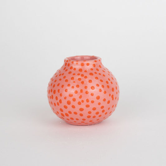 Round Bud Vase - Pink and Orange Spots