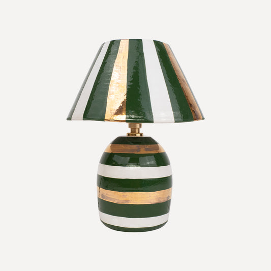 'Stripes' Table Lamp - White, Gold & Green
