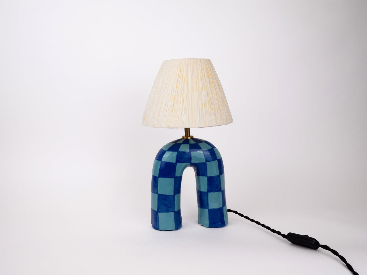 'You' Table Lamp - Blue Checkerboard