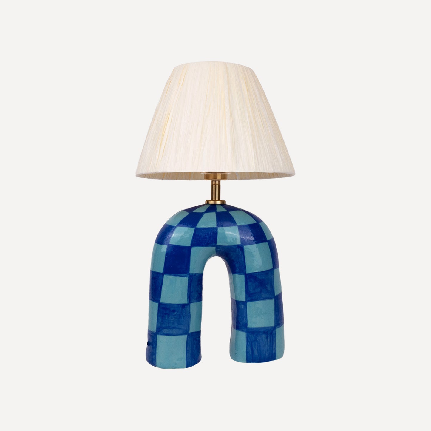 'You' Table Lamp - Blue Checkerboard