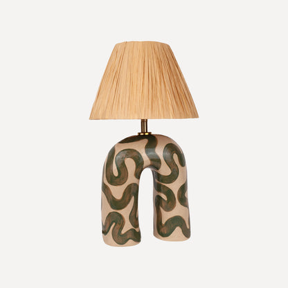 'You' Table Lamp - Cream & Green Swirl