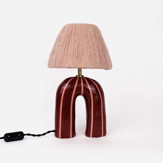 'You' Table Lamp - Maroon and Pink Stripes