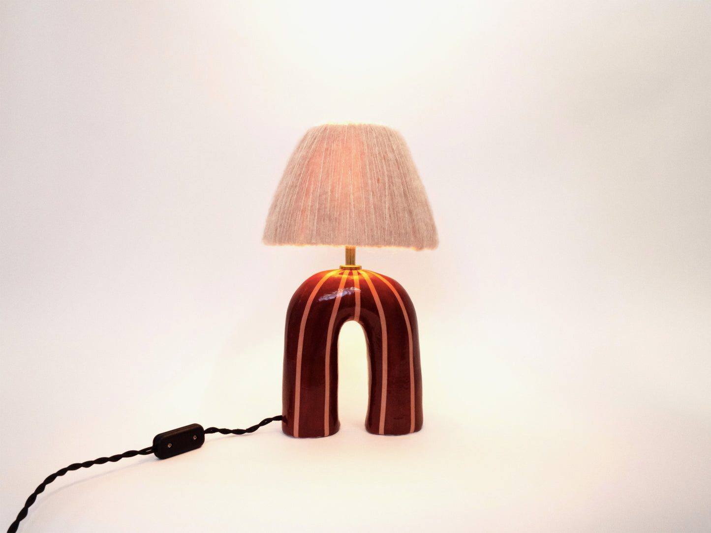 'You' Table Lamp - Maroon & Pink Stripes