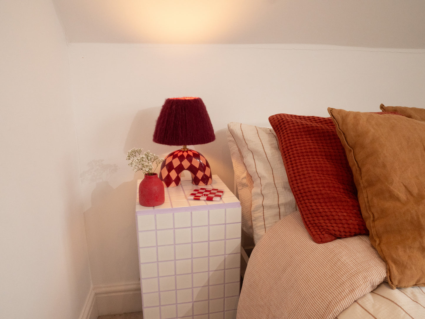 'Me' Table Lamp - Maroon Diamonds