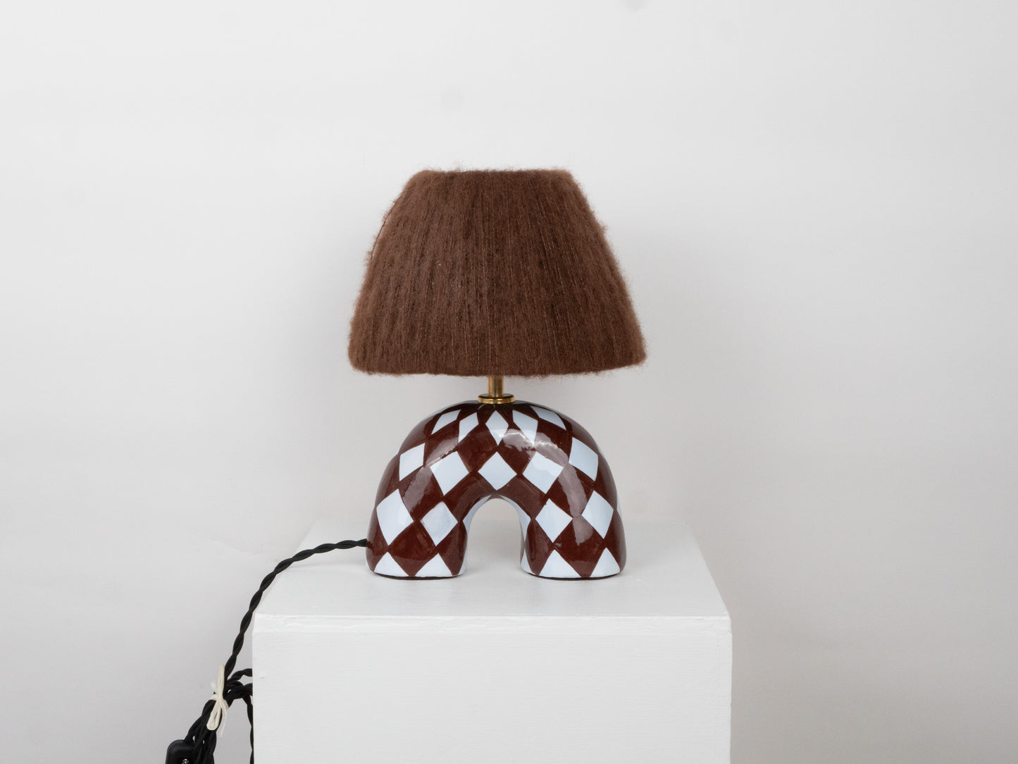 'Me' Table Lamp - Blue and Brown Diamond
