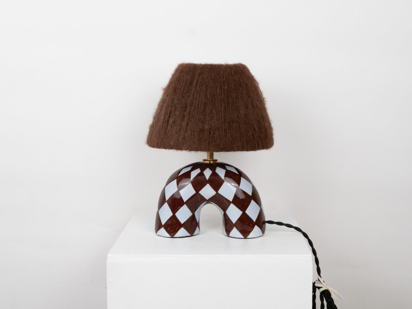 'Me' Table Lamp - Blue and Brown Diamond